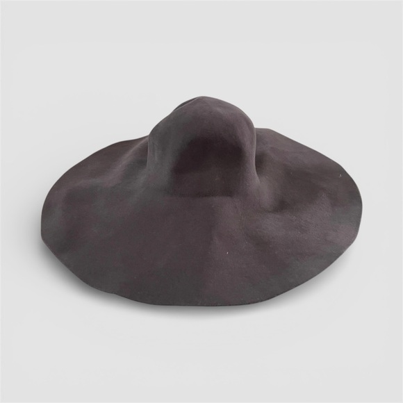 Vintage French 1970s Angora Felt Gray Wide Brim Floppy Hat Made in France NOS - Picture 2 of 4